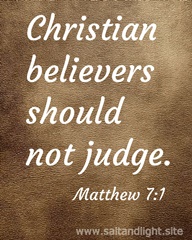 Christian believers should not judge. Matthew 7:1